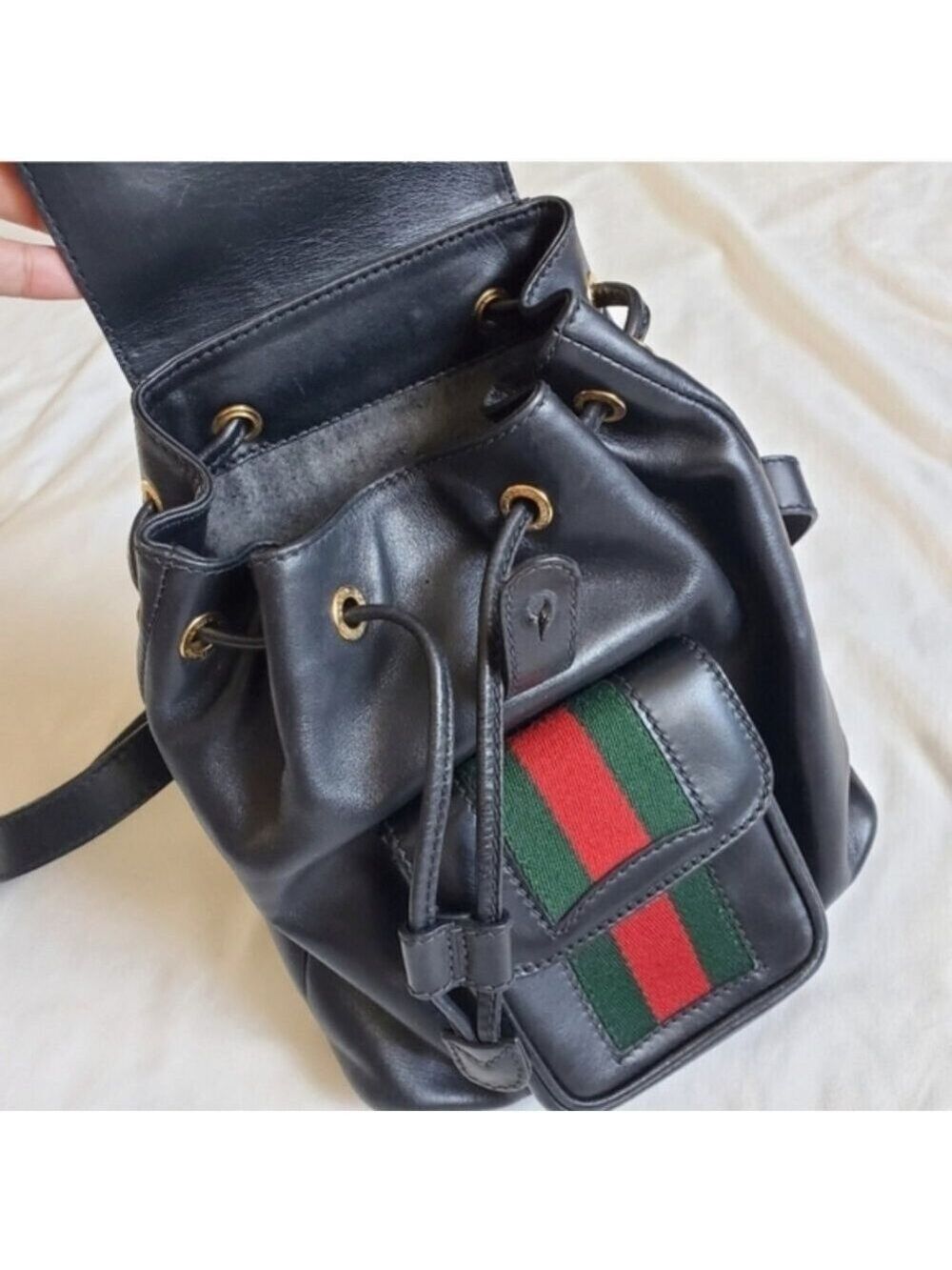 Authentic Gucci Mini Backpack Black Leather Bamboo Handle - Picture 7 of 15